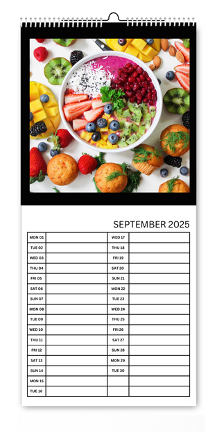 Simple Black and White 5.5x12 Kitchen Calendar