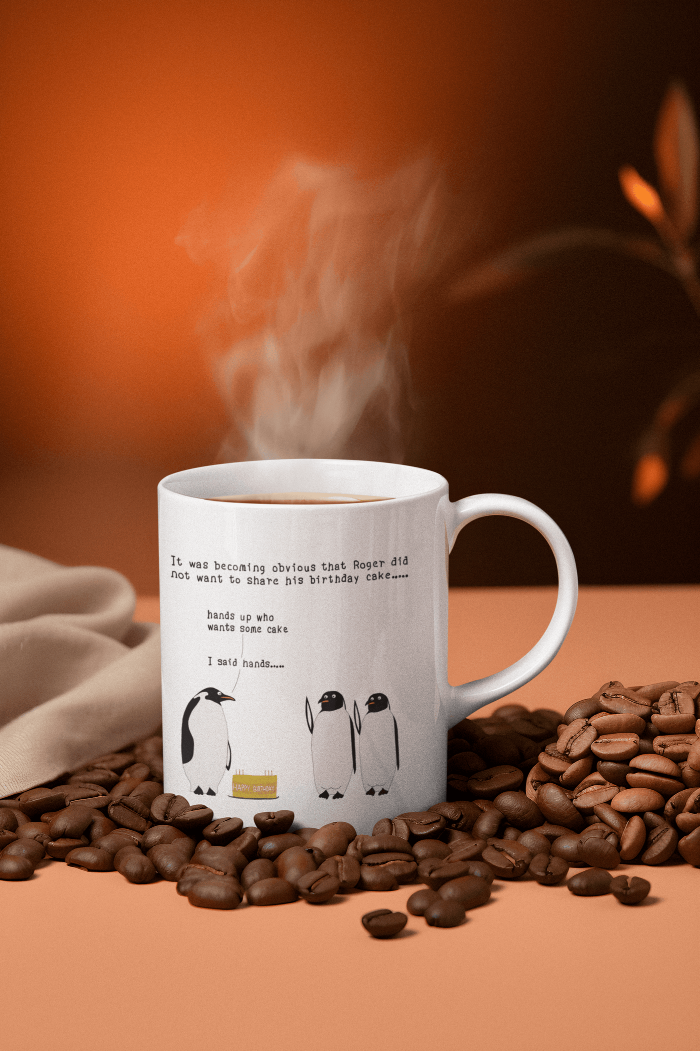 Personalized Happy Birthday Penguin Mug - Custom Gift for Him & Her