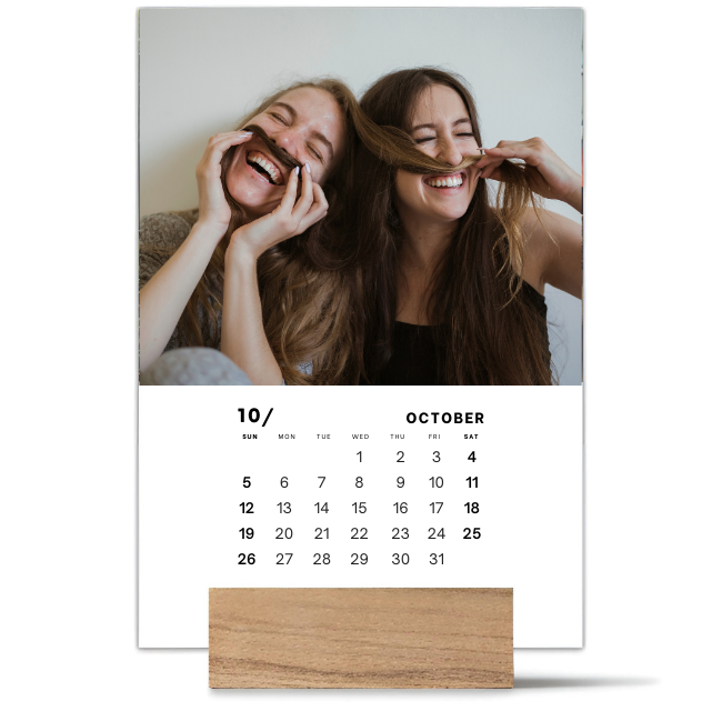 Family Wood Block Desk Calendar 2025