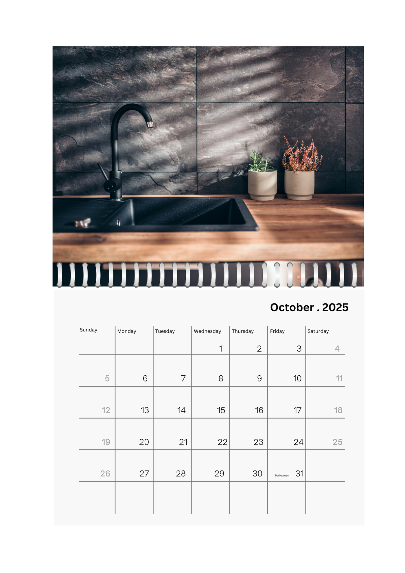 Kitchen Wall Calendar 2025