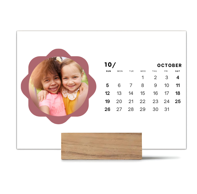 Wood Block Desk Calendar 2025