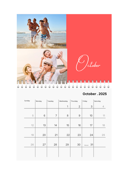 Color Block Seasonal Wall Photo Calendar 2025