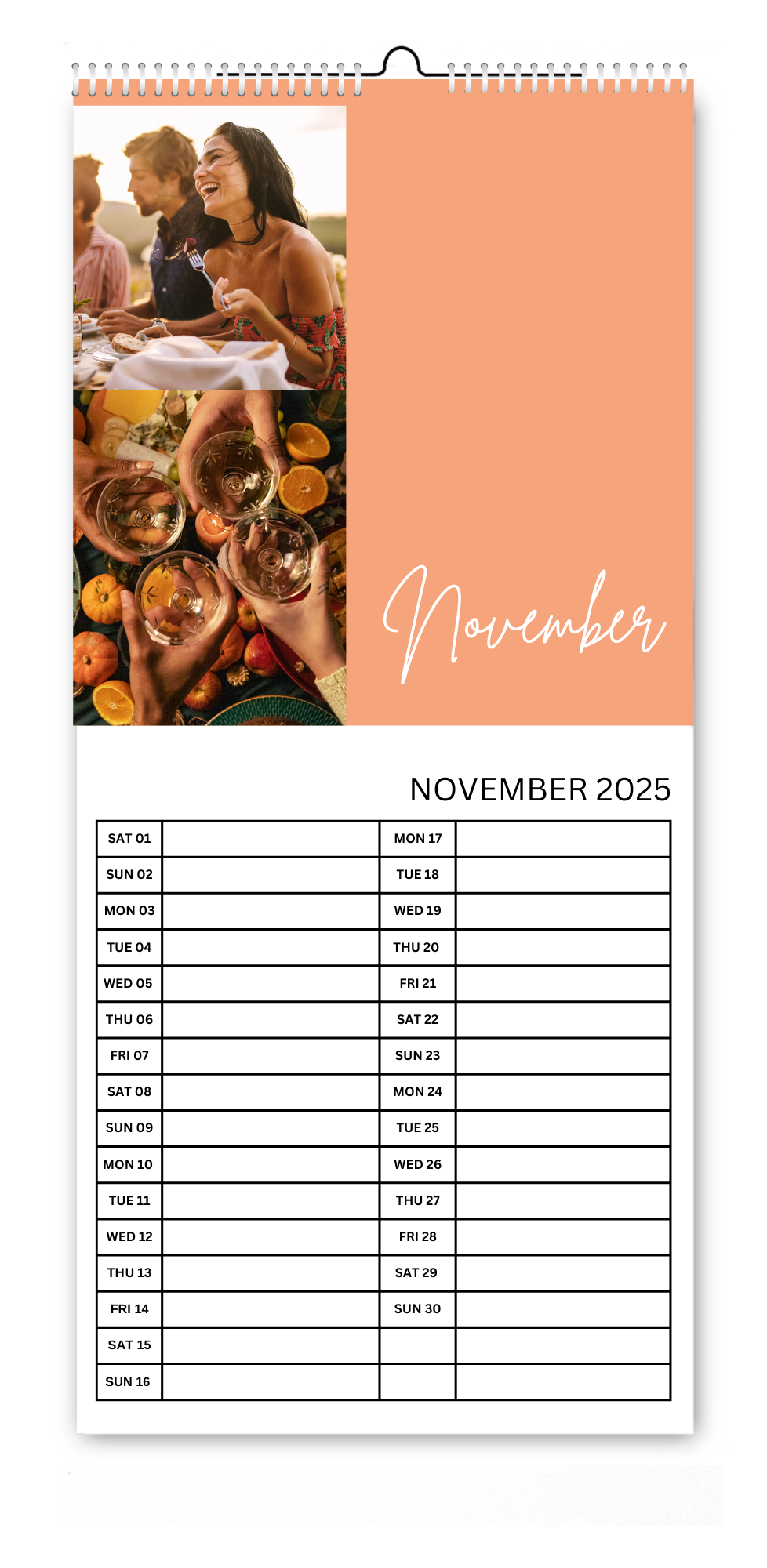 Colour Block Seasonal 5.5x12" Kitchen Calendar