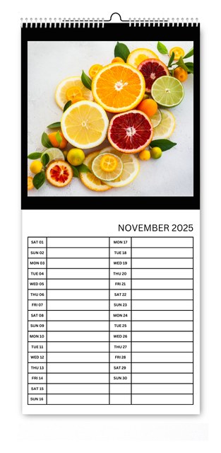 Simple Black and White 5.5x12 Kitchen Calendar