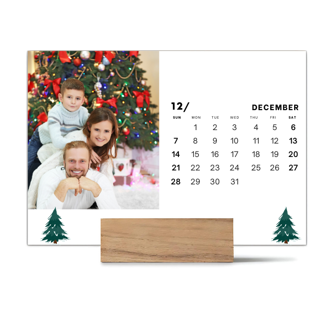 Wood Block Desk Calendar 2025