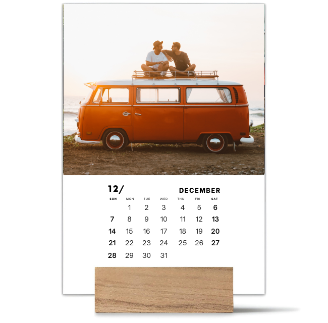 Family Wood Block Desk Calendar 2025