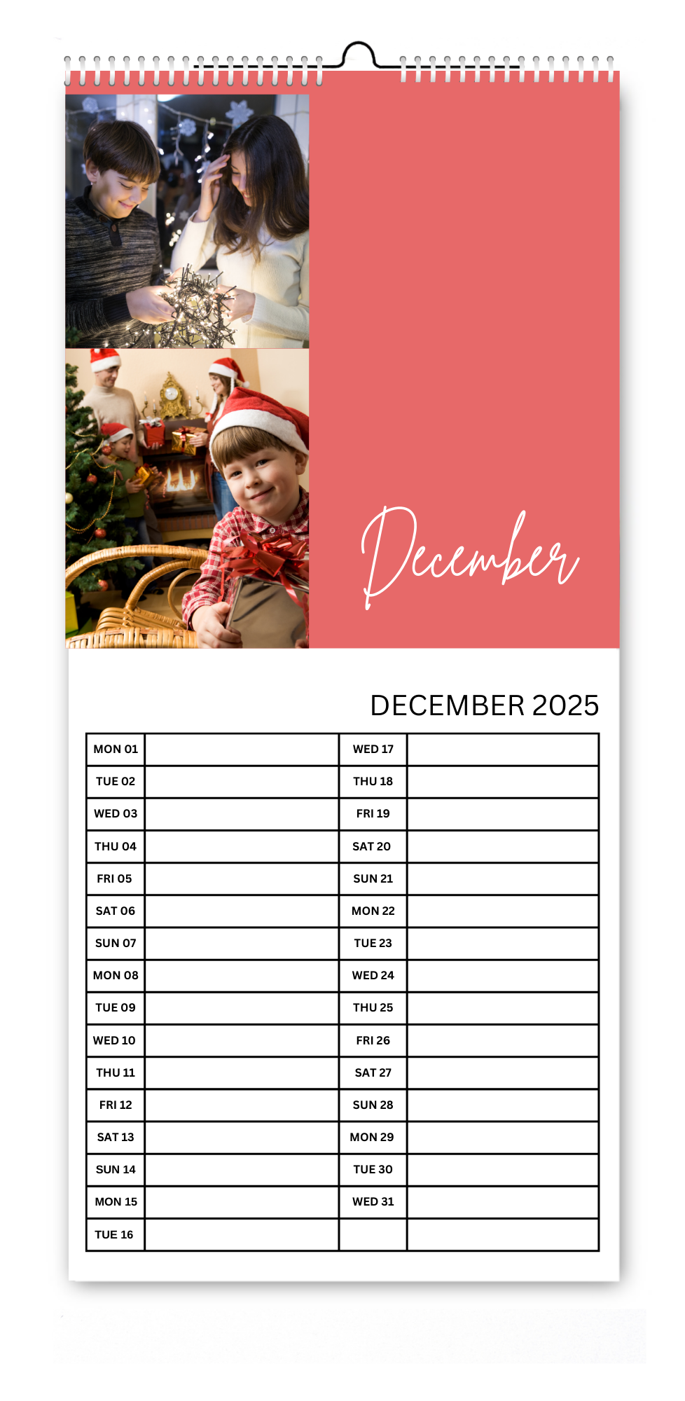 Colour Block Seasonal 5.5x12" Kitchen Calendar