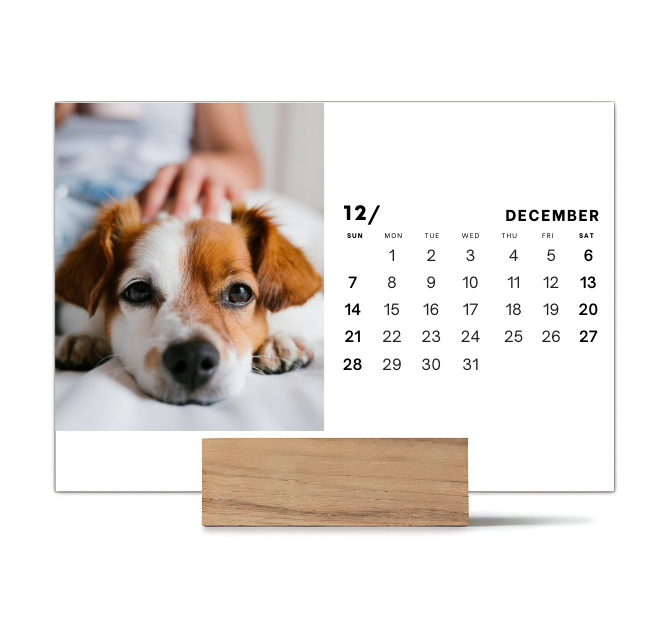 Wood Block Desk Calendar 2025