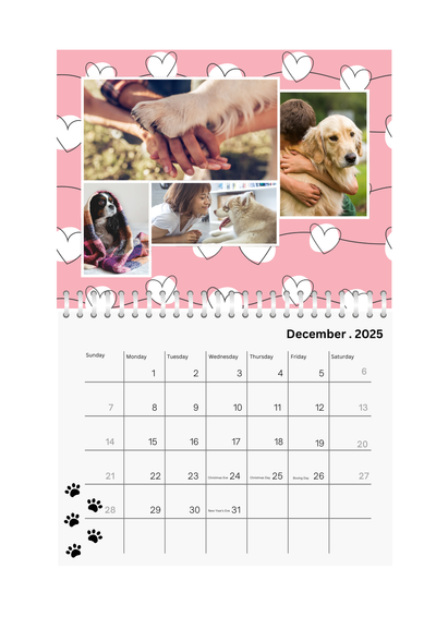 Pets Wall Photo Calendar 2025