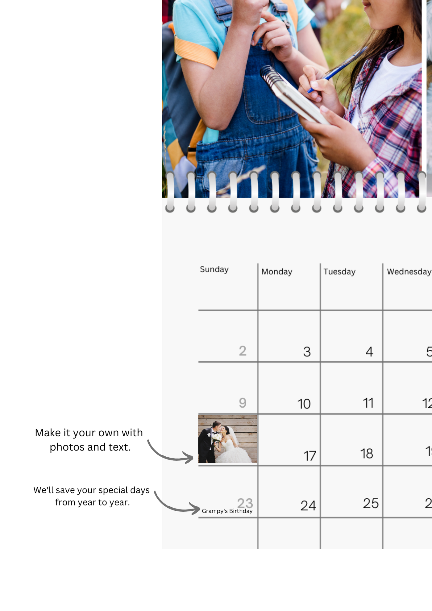 Color Block Seasonal Wall Photo Calendar 2025