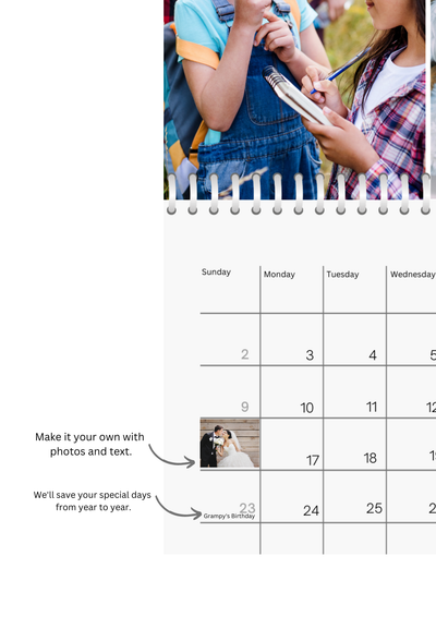 Color Block Seasonal Wall Photo Calendar 2025