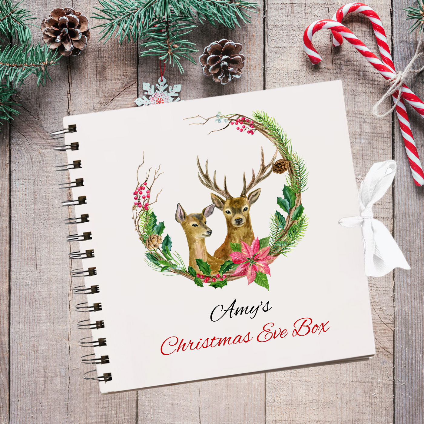 Merry  Christmas White  Scrapbook Guest Book