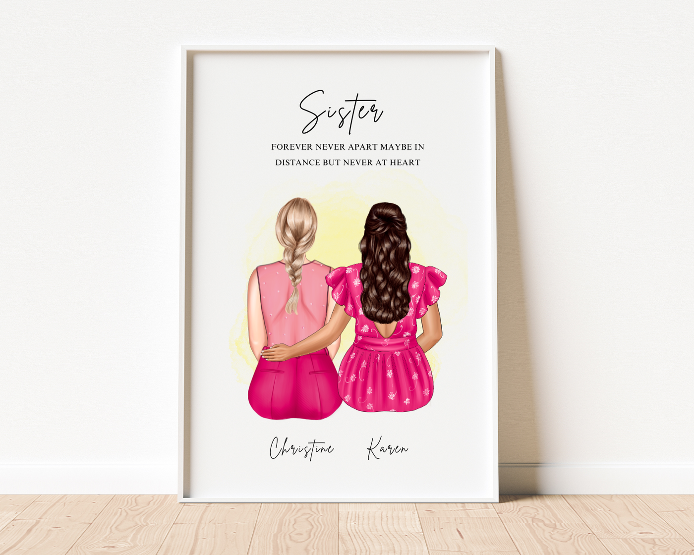 Personalized Christmas gift for Sister, Big sister small sister wall art