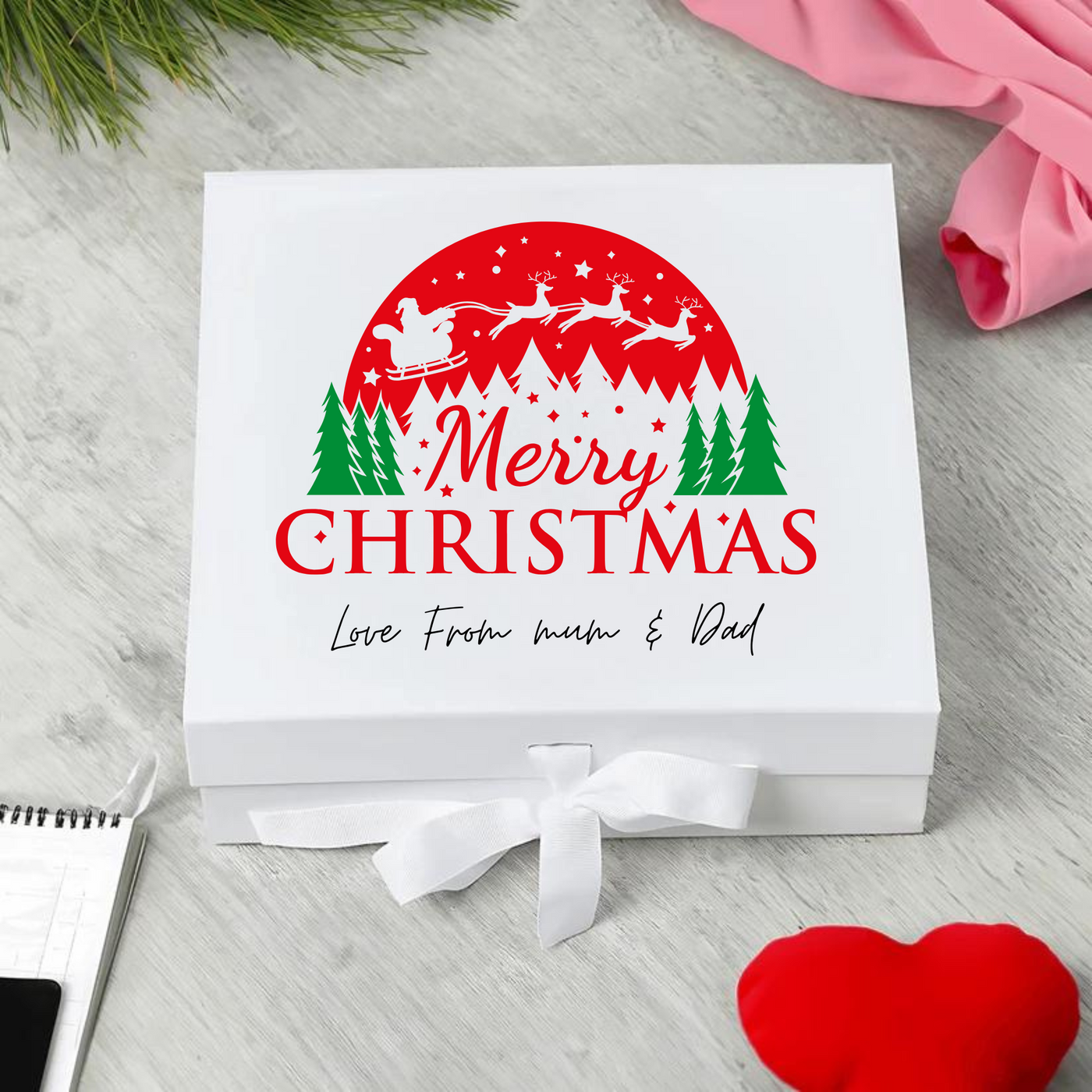 Personalised Merry Christmas Keepsake Memory Gift Box Mum & Dad