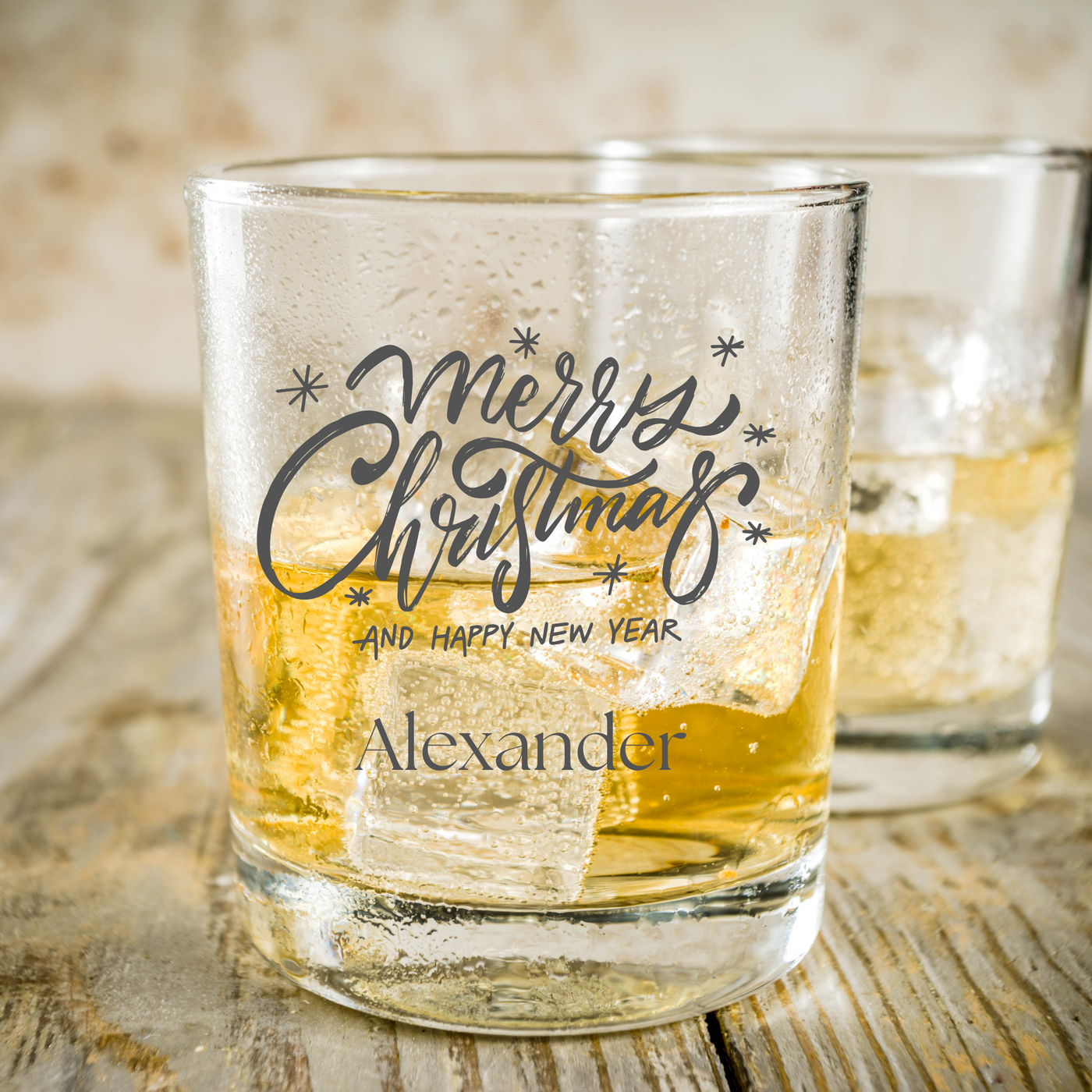 Personalised Christmas Whiskey Glass Engraved Custom Glassware