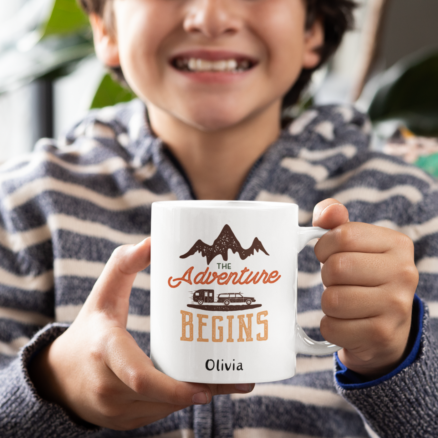 The Adventure Begins Ceramic Mug - Gift For Her - Personalised Mug