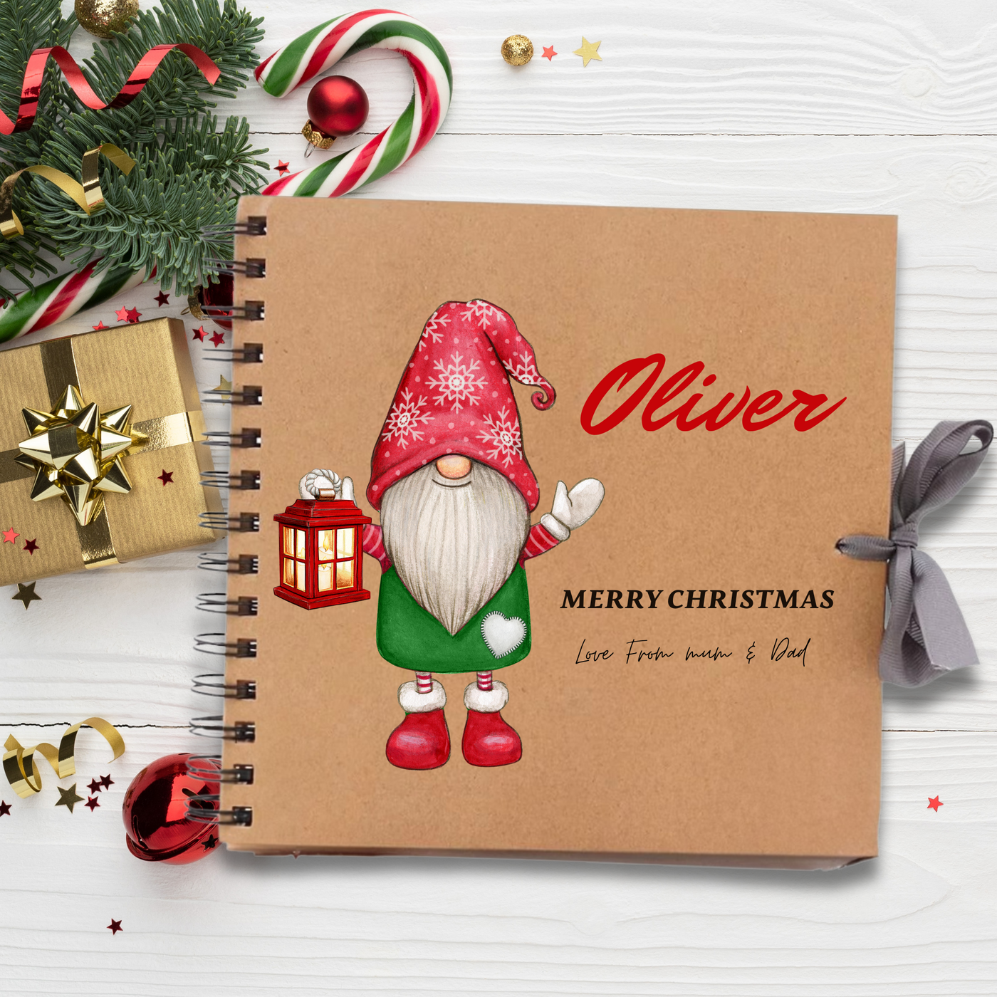 Merry Christmas Brown Santa Oliver Scrapbook Guest Book