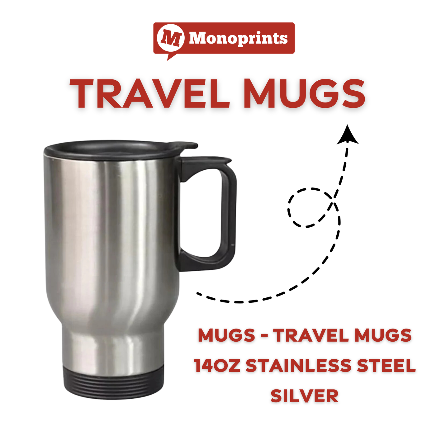 Mugs - Travel Mugs - 14oz Stainless Steel - Silver