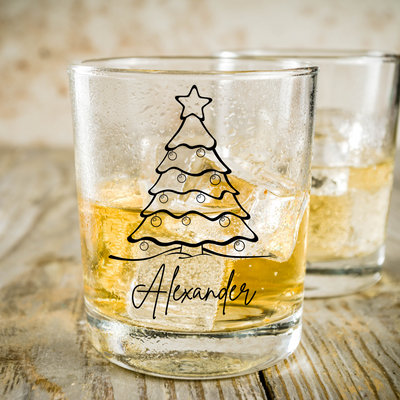 Personalised Christmas Whiskey Glass Engraved Custom Glassware