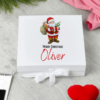 Personalised Merry Christmas Santa Design Keepsake Memory Box