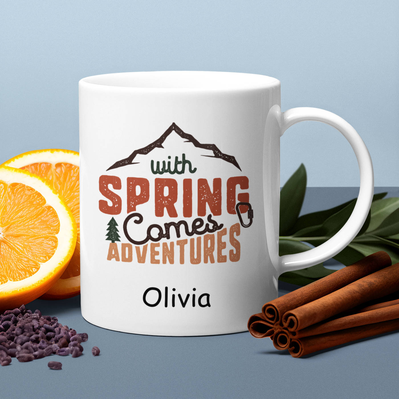 With Spring comes Adventures Ceramic Mug - Gift For Her - Personalised Mug