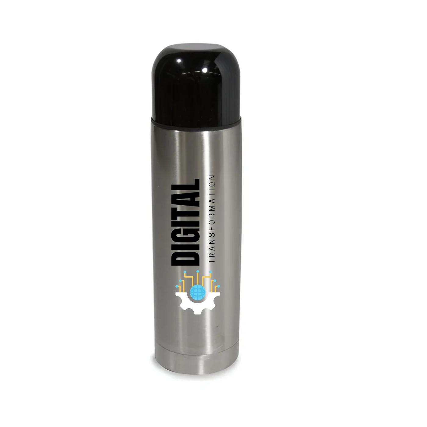 Thermal Flask Bottle - 500ml - BLACK LID/ SILVER BODY