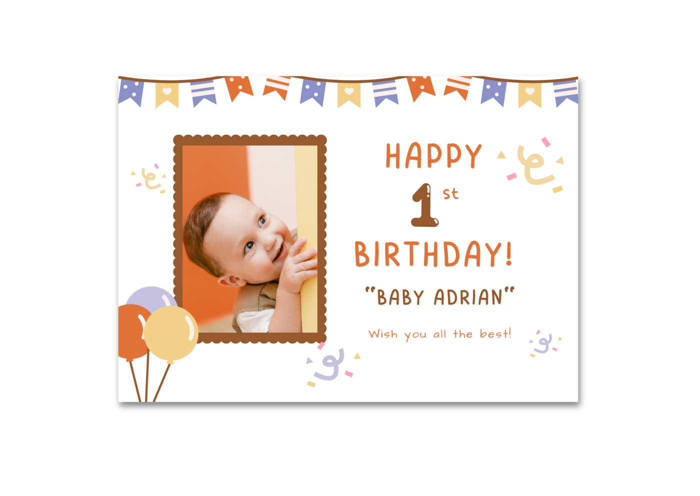 1st Birthday Photo Invitation Card