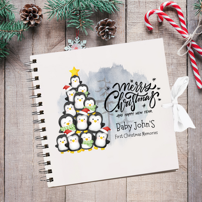 Merry  Christmas White  Scrapbook Guest Book