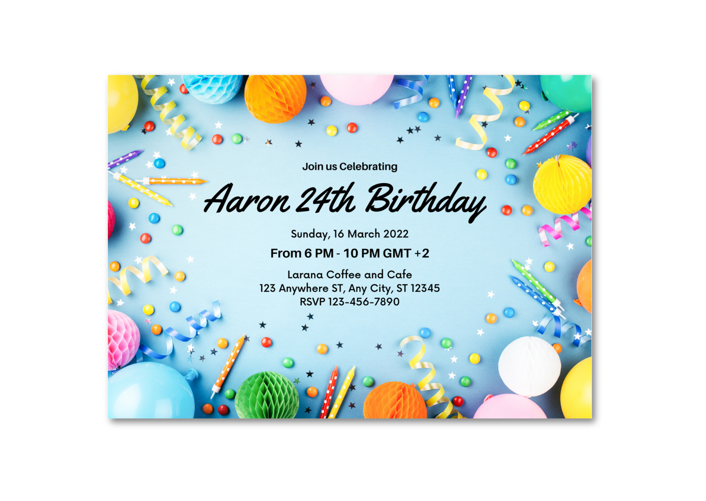 21th Birthday Invitation Card