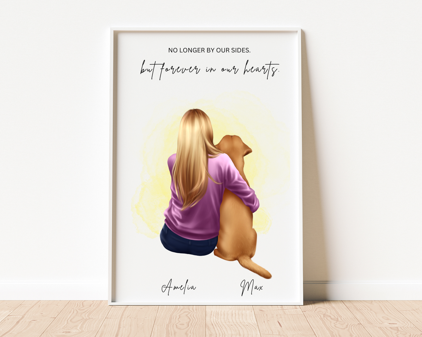 Dog Family Memorial Print, Personalized Pet Custom Portrait Art Frame