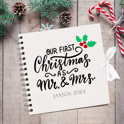 Our Frist Christmas White  Scrapbook Guest Book