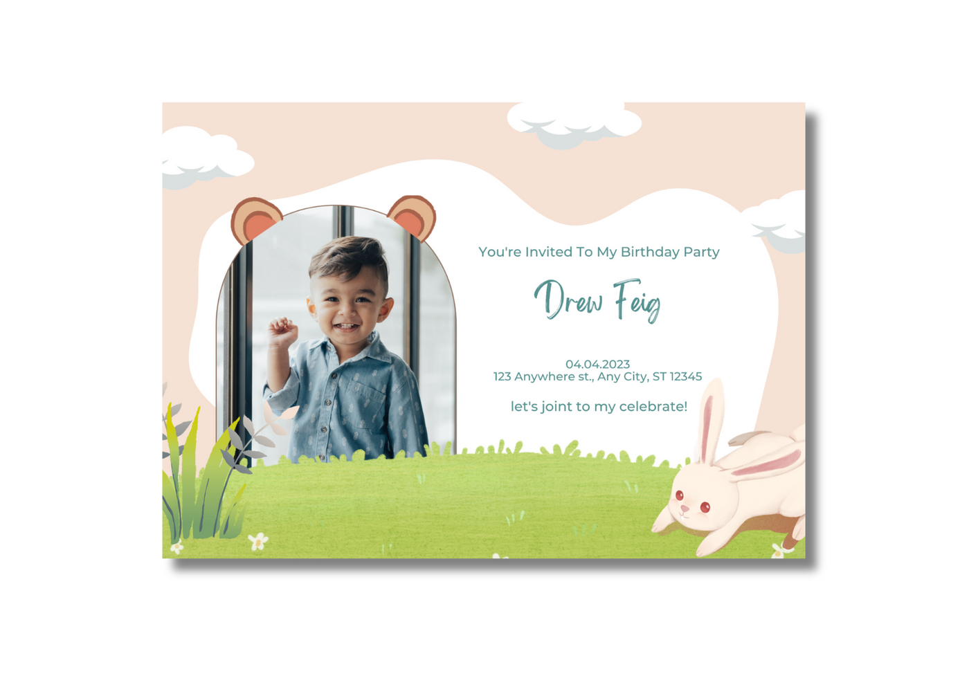 1st Birthday Photo Invitation Card