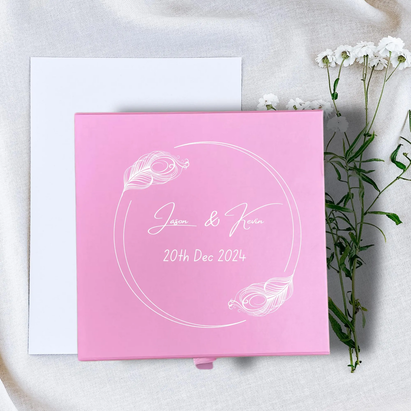 Personalized Wedding Keepsake Box - Custom Pink Memory Gift