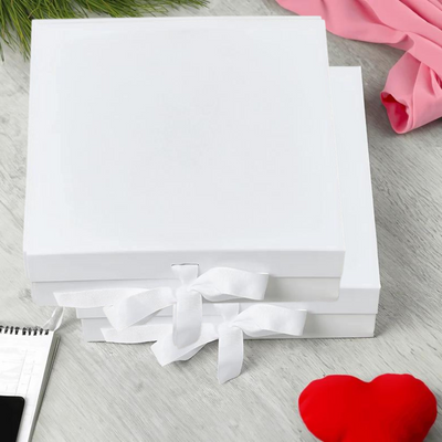 Blank Keepsake Memory Box luxury folding paper packaging gift box with magnetic closure filp lid ribbon