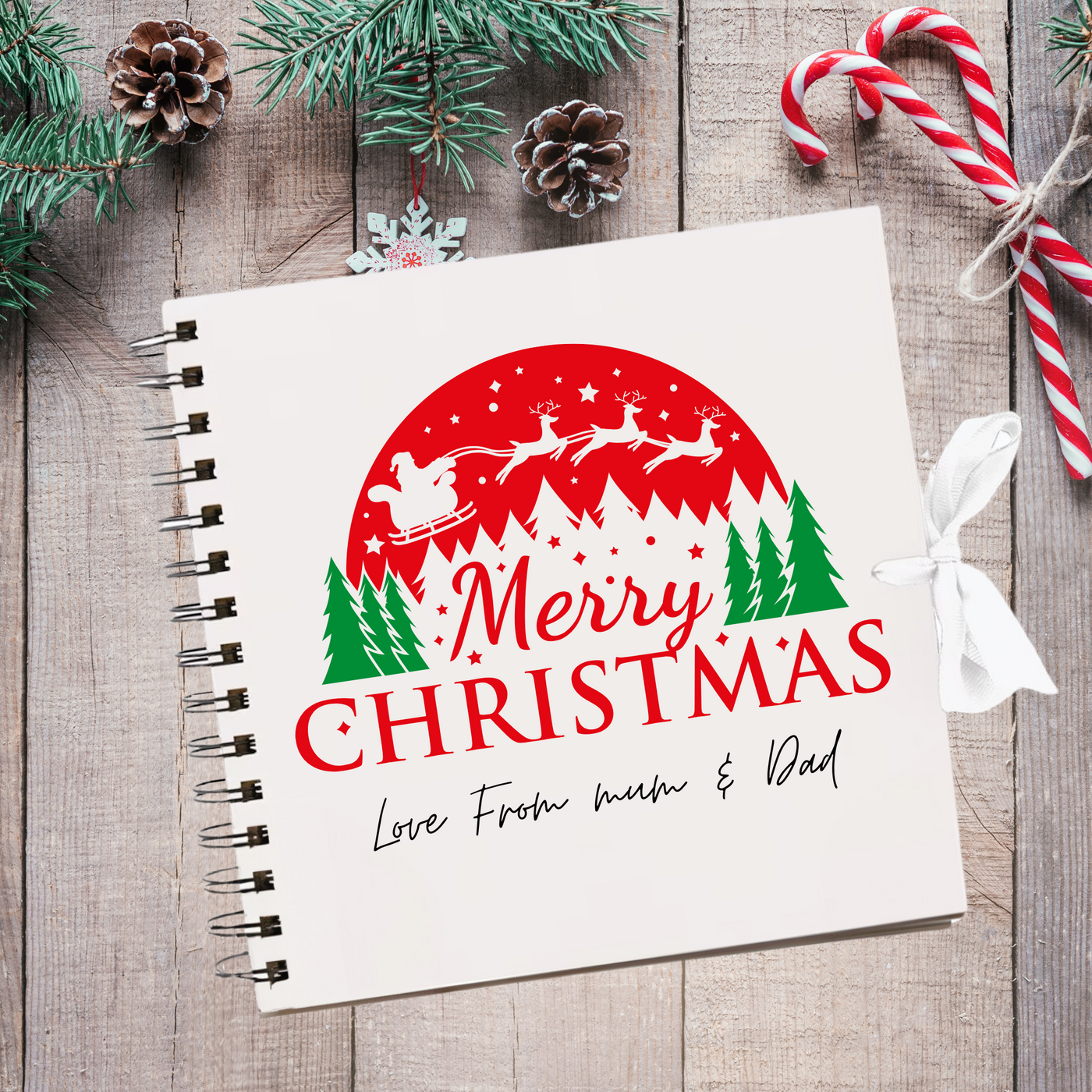 Merry  Christmas White  Scrapbook Guest Book