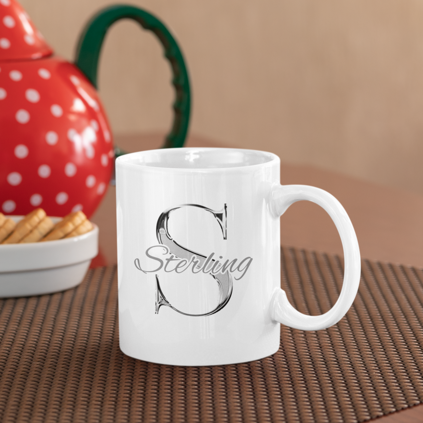 Silver Name  Ceramic Mug - Gift For Her - Personalised Mug