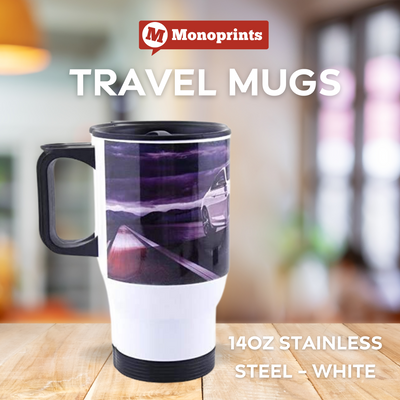 Mugs - Travel Mugs - 14oz Stainless Steel - White