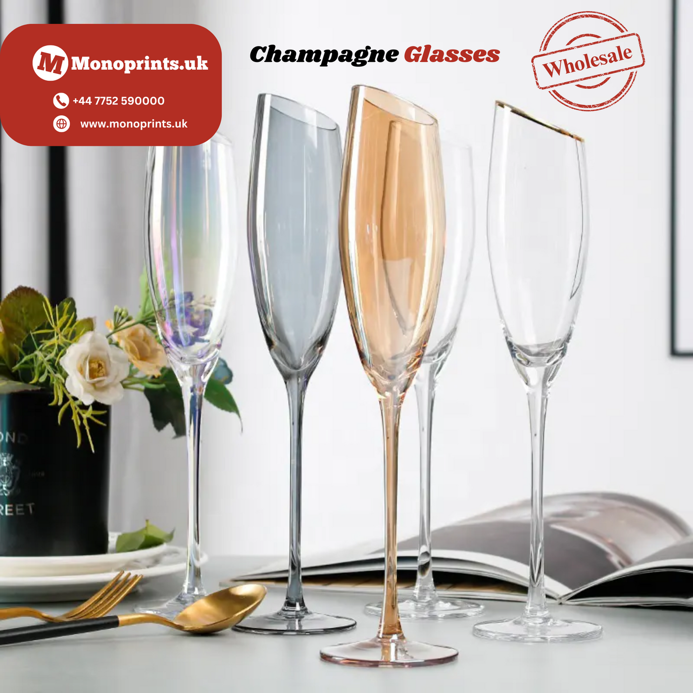 Wedding Thin Stem Hand Blown Champagne Flutes Champagne Glasses