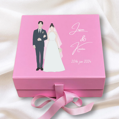 Personalized Wedding Keepsake Box - Custom Pink Memory Gift