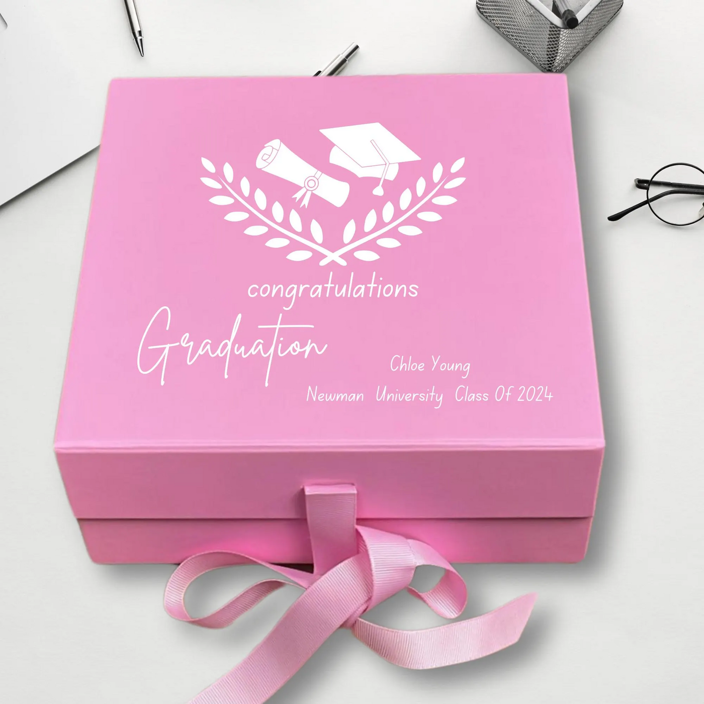 Personalized Graduation Keepsake Box - Pink Memory Gift for Her - Custom Graduation Gift Box - Graduation Memory Keepsake (Copy)