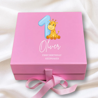 Personalized 1st Happy Birthday Keepsake Box - Custom Pink Keepsake - Perfect for Special Moments