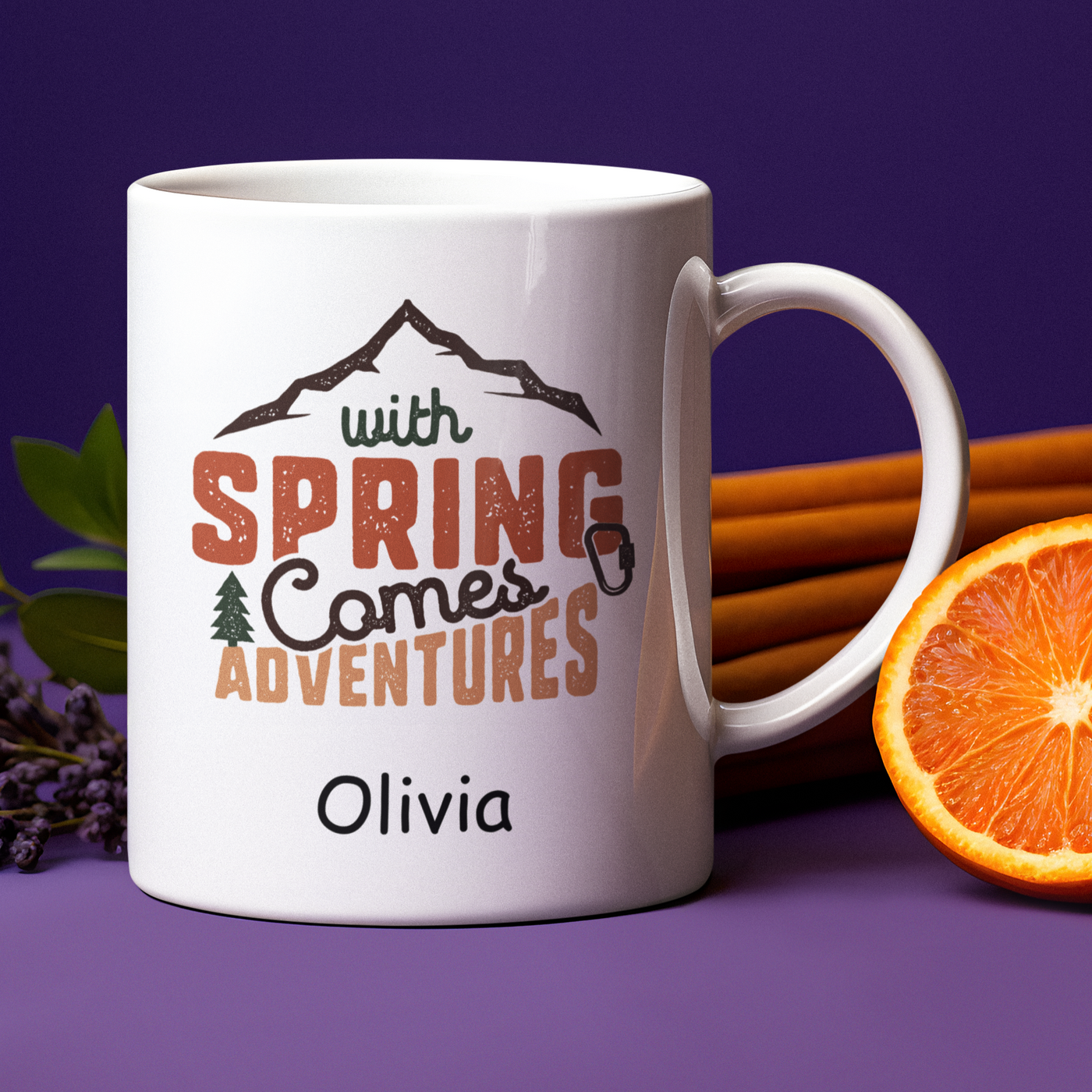 With Spring comes Adventures Ceramic Mug - Gift For Her - Personalised Mug