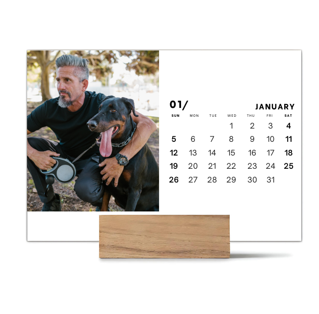 Wood Block Desk Calendar 2025