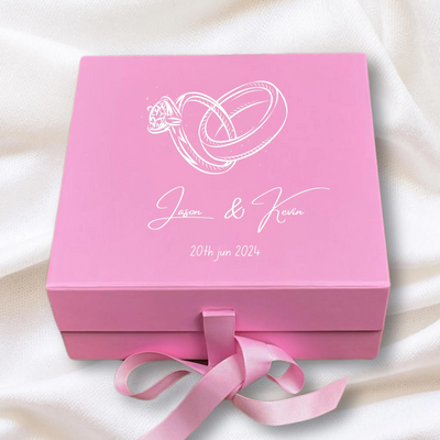 Personalized Wedding Rings Keepsake Box - Custom Pink Memory Gift