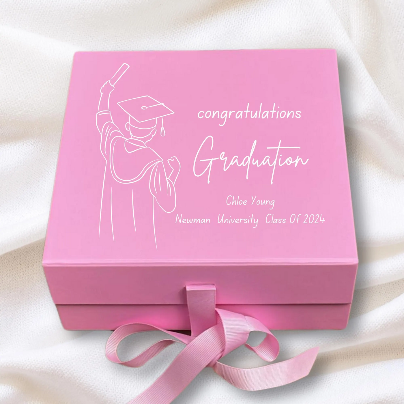 Personalized Graduation Keepsake Box - Pink Memory Gift for Her - Custom Graduation Gift Box - Graduation Memory Keepsake