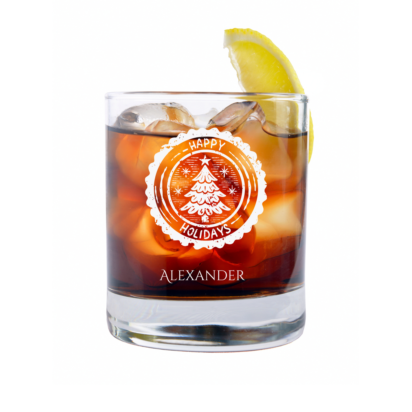 Personalised Christmas Whiskey Glass Engraved Custom Glassware