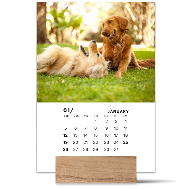 Wood Block Desk Calendar 2025