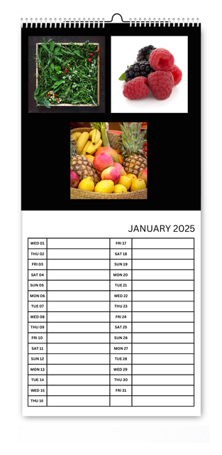 Simple Black and White 5.5x12 Kitchen Calendar