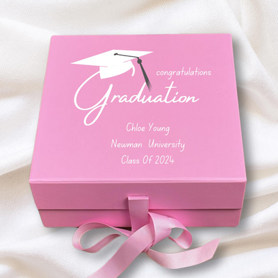 Personalized Graduation Keepsake Box - Pink Memory Gift for Her - Custom Graduation Gift Box - Graduation Memory Keepsake