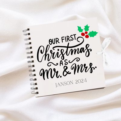 Our Frist Christmas White  Scrapbook Guest Book